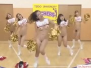 巨乳チアガールたちの時間を止めて裸で踊らせ楽しむ変態男ww